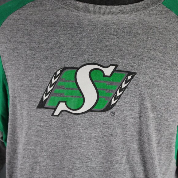 Saskatchewan Roughriders Shrit (VTG) - Logo with Green Sleeves - Men's Large - Picture 2 of 7
